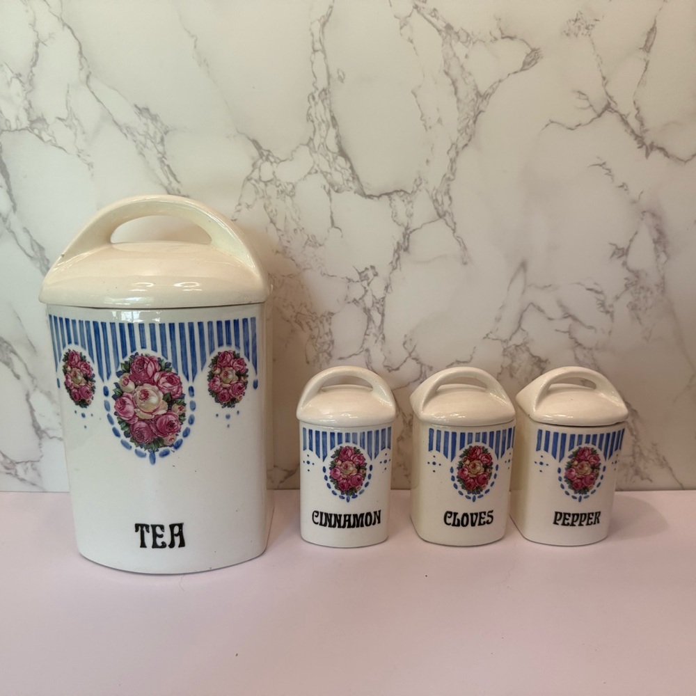Antique Gerda canister set by Ditmar Urbach, made in Czechoslovakia ceramic 20’s